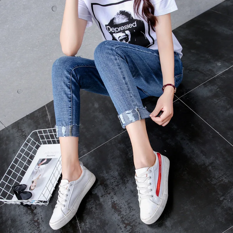 Jeans woman Stretch Pencil Pants Thin Loose Elastic Leisure Feet Ankle-Length Pants Women Jeans 2020