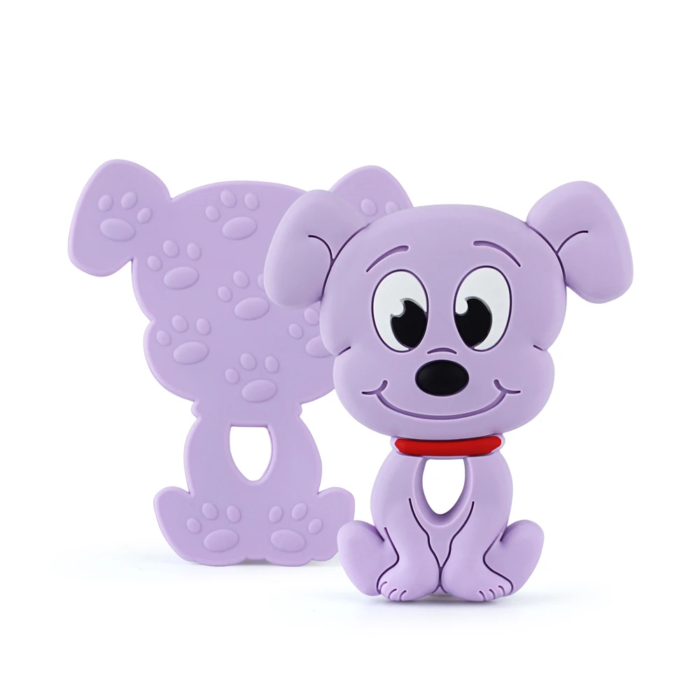 Keep& Grow 1 шт. мультфильм собака силиконовый Прорезыватель для зубов пищевой грызун Детские Прорезиненные прорезиненное Силиконовое ожерелье для прорезывания зубов бусины игрушки для кормления - Цвет: Purple