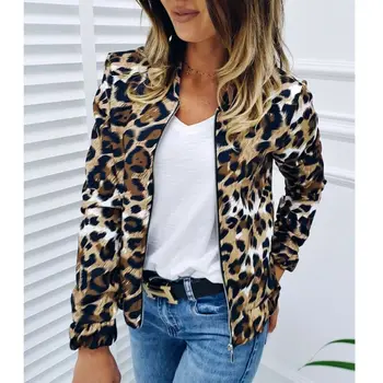

Women Long Sleeve Jacket Coats Casual Leopard Print Cardigan Slim Fit Fashion Daily Street Wear Outwear Coats
