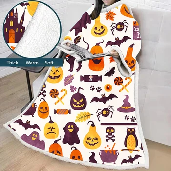 

New Designed Sofa Reading Sleeping Lazy Blanket 3D Print Thick Warm Wearable Machine Washable Soft Fluffy Blanket With Sleeves