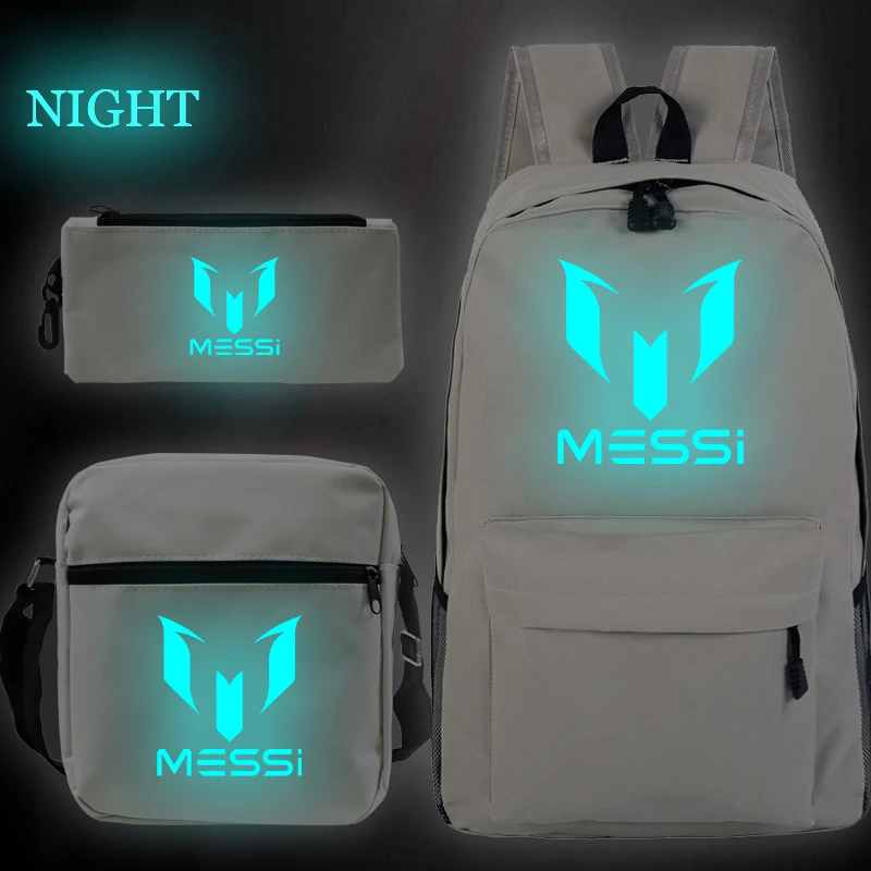 Messi, светящиеся школьные сумки для мальчиков и девочек, рюкзак для путешествий, Bolsa Escolar, сумка через плечо, сумки для ручек, сумка для ноутбука - Цвет: 7