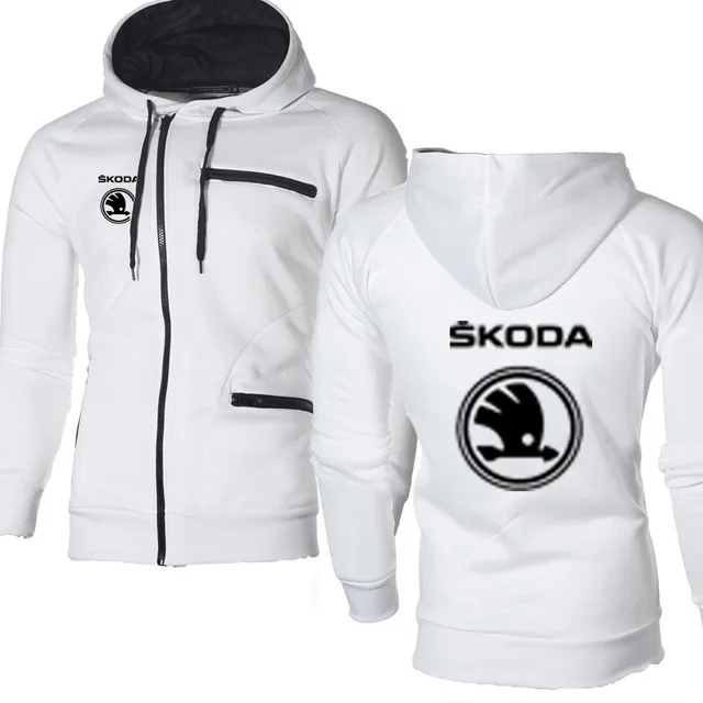 Мужская куртка для Skoda, с логотипом автомобиля, повседневная, хип-хоп, Harajuku, с длинным рукавом, флисовая, теплая, с капюшоном, толстовки, мужские, на молнии - Цвет: as picture