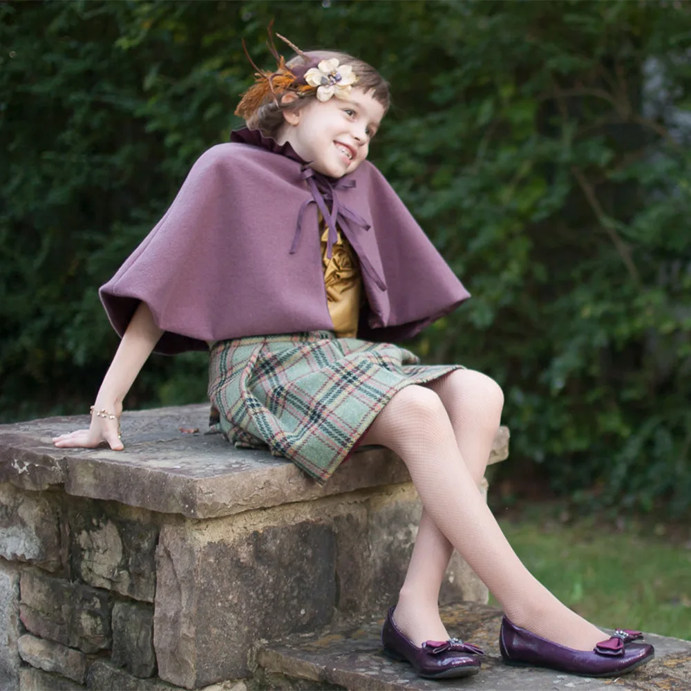 

Spring Festival Autumn And Winter Woolen Shawl Korean-style Thick Girls Cloak Multi-color Pleated Stand Collar Cloak