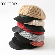 Новинка, женская кепка Харадзюку, осенняя и зимняя, простая, дикая, цветная, бейсбольная кепка, женская, полушерстяная шляпа, японская, толстая бейсболка