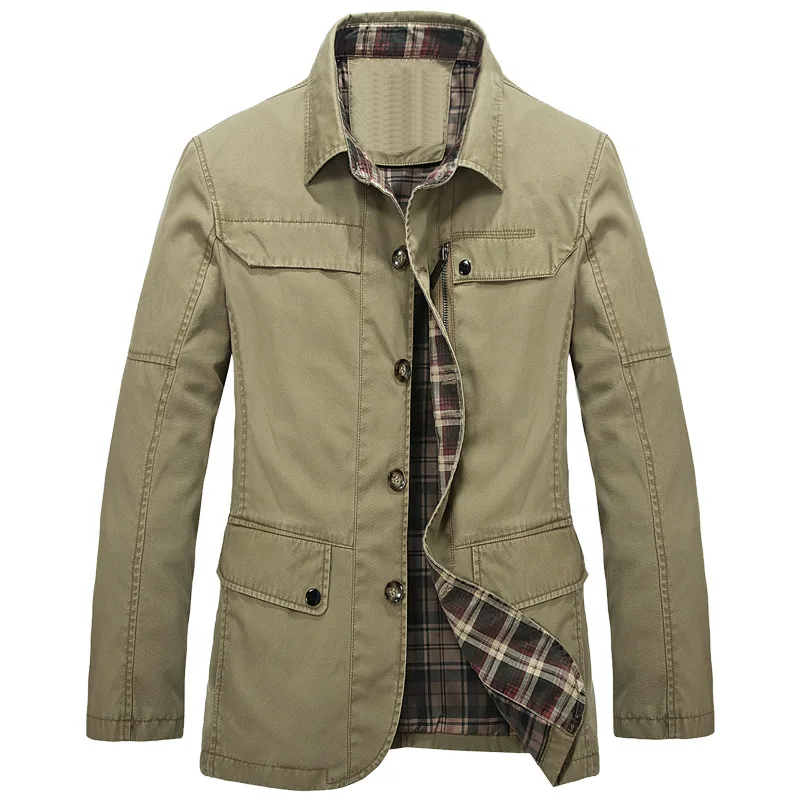 

New Arrival Autumn Jacket Men Casual Windbreaker Mens Jackets And Coats Single Breasted Mid-long Coat Men Plus Asian Size M-8XL