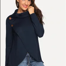 9273# Европа и Америка осень и зима стиль с длинным рукавом Базовая рубашка яркие цвета женский топ