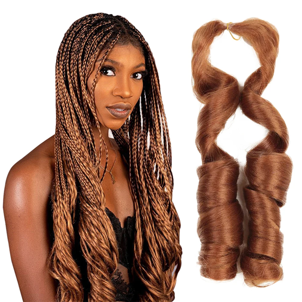 Natifah 20 Inch Loose Wave Crochet Hair Extension For Braids Synthetic Curly Hair Pre Stretched Braiding Hair For Black Women