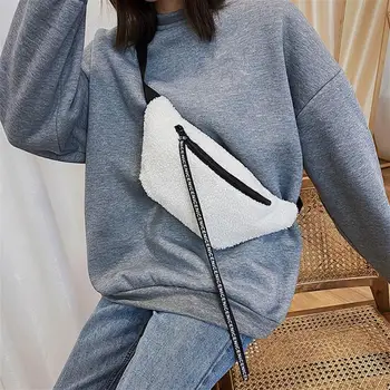 

Fanny Chest Pack Women Fashion Fleece Casual Zipper Waist Purse Solid Color Shoulder Messenger Bags Female Phone Pouch