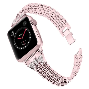 

Diamond steel Strap For Apple watch 4 band 42mm 38mm watch 4 3 3 band 44mm 40mm metal watch strap bracelet Watch Accessories