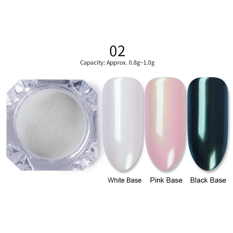 Pearl-02 Блеск для голографические наклейки для ногтей Dip порошок для ногтей зеркальная полировка хромированные пигменты украшения для ногтей Лазерная Ослепительная пыль - Цвет: Pearl-02