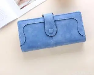 sky blue Модный длинный кошелек из искусственной замши в стиле ретро женские матовые кожаные женские кошельки высокого качества женские кошельки Держатель для карт клатч Carteras - Цвет: sky blue