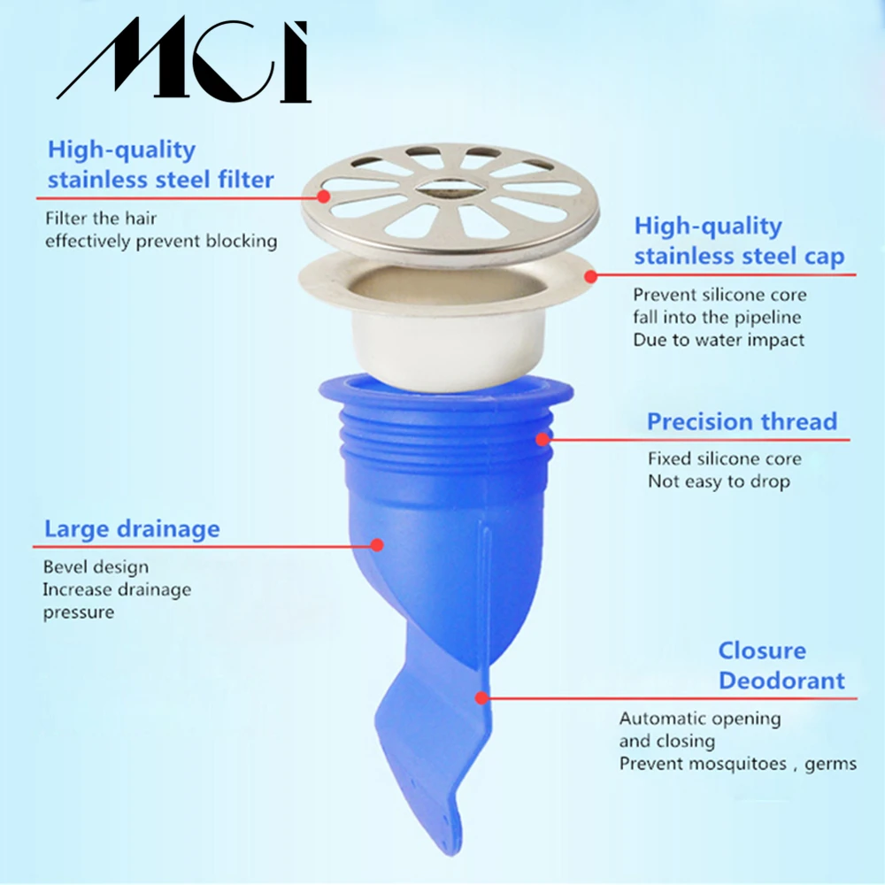 Mci ситечко для кухни труба для ванной канализационного Слива анти-запах борьба с вредителями аксессуары для слива пола круглая крышка из нержавеющей стали