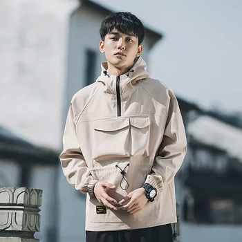 

Mens Autumn Long Sleeve Loose Hoodies Youth Casual Hood Pullover Jacket Boys Hooded Coat Safari Style D10