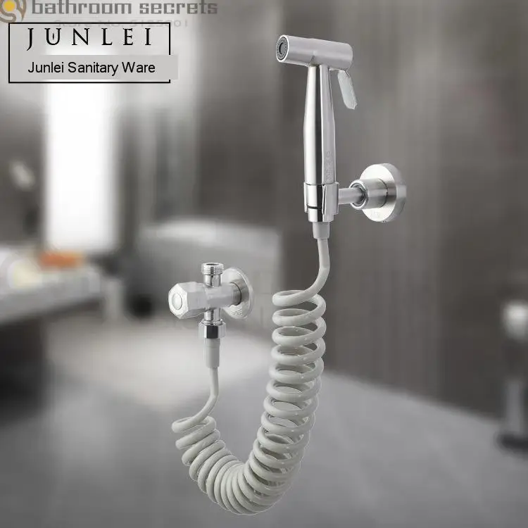 Stainless Steel Pressurized Spray Gun Set Toilet Small Shower Toilet Flushing Double Outlet Small Shower Shower Cleaner