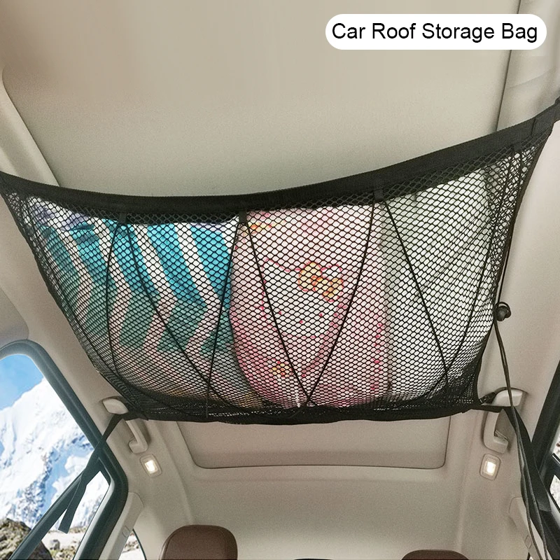 SUV Car Ceiling Storage Net Pocket Car Roof Bag Interior Cargo Net