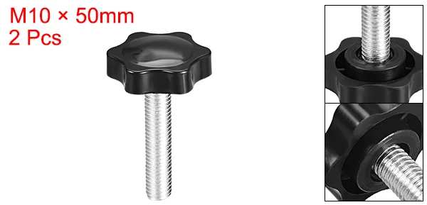 M10x50mm 2pcs Uxcell 2/3/4/5 шт зажимной вывинчивающейся головки, 47(Европа)/48 мм Диаметр Слива Шестигранная форма ручки звезда Ручка M10 × 16/20/25/40/45/50 мм с наружной резьбой - Цвет: M10x50mm 2pcs