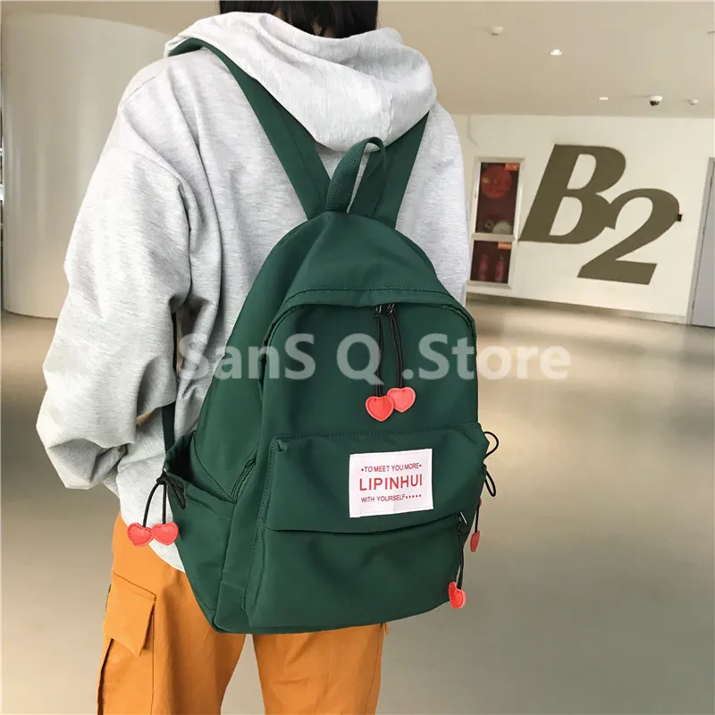 

New Waterproof Nylon Backpack For Women Heart Drawstring Travel Bag Teenage Girls Schoolbag Preppy Mochila Feminina Bagpack