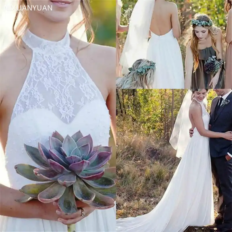 halter backless wedding dress