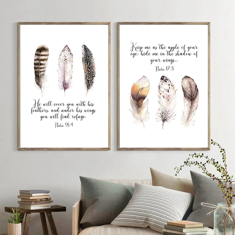 Bible Verse Feathers Quotes Posters and Prints Scripture Church