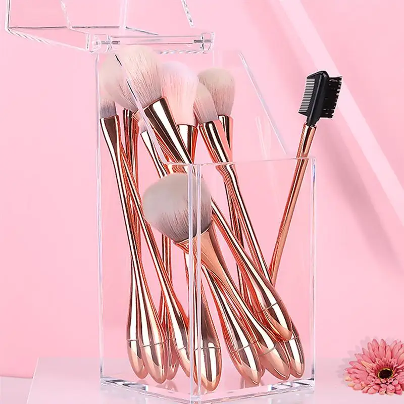 

RUIMIO 1 PC Acrylic Storage Box Desktop Makeup Brush Holder Dustproof Storage Box Display Stand For Nail Brushes Lipsticks