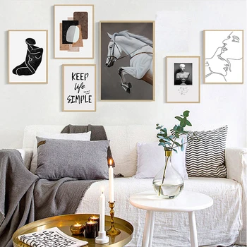 

Abstract Geometry Poster Horse Canvas Painting Naked Sculpture Posters and Prints Wall Art for Living Room Nordic Home Decor