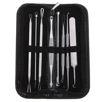 

8pcs Blackhead Remover Tool Kit Stainless Steel Pimple Acne Comedone Needle Tweezer Blemish Whitehead Extractor Care Face Skin