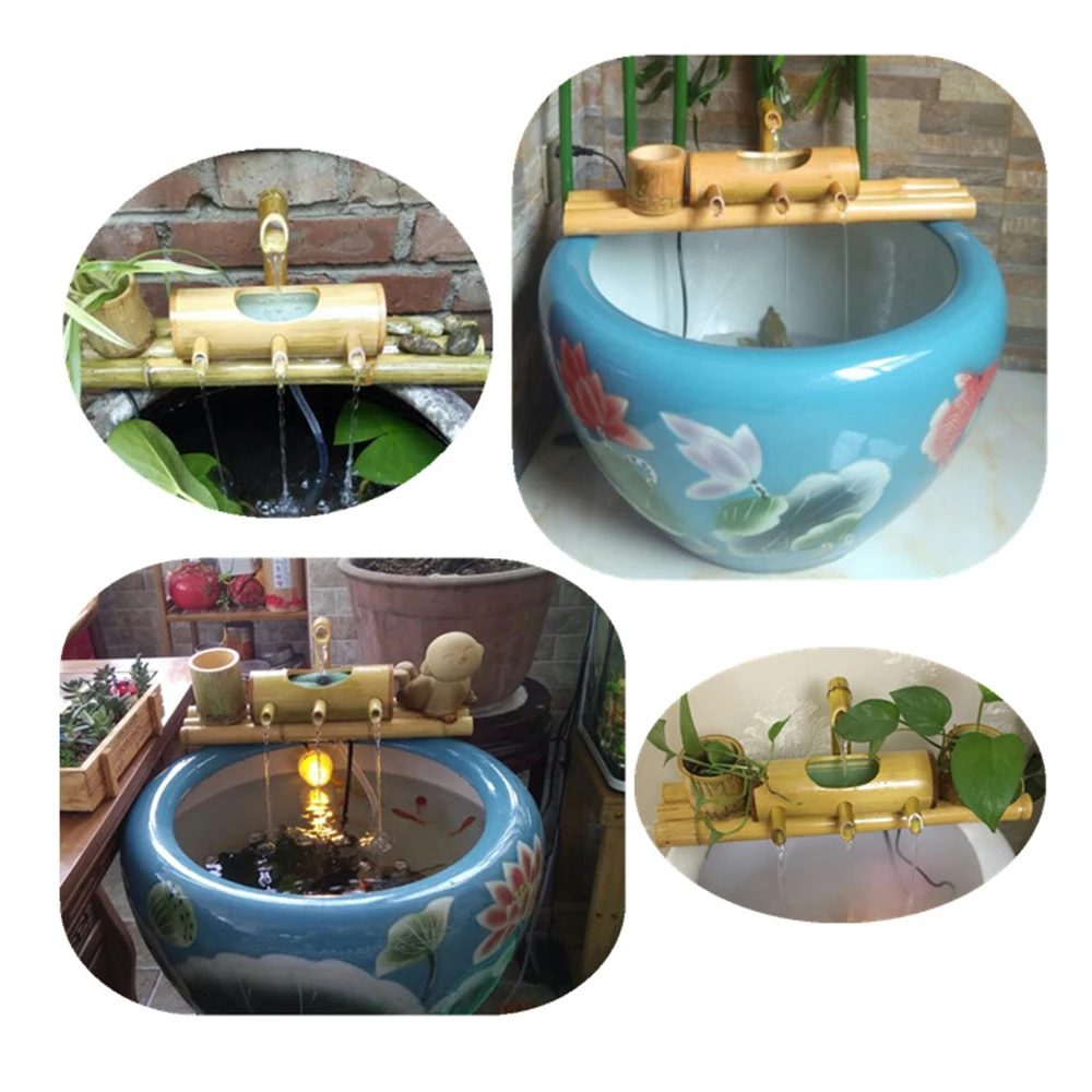 Бамбуковый аквариум рециркуляция воды Фэн-шуй украшения трубки фонтан воды камень корыто фильтр офисная мебель для рабочего стола