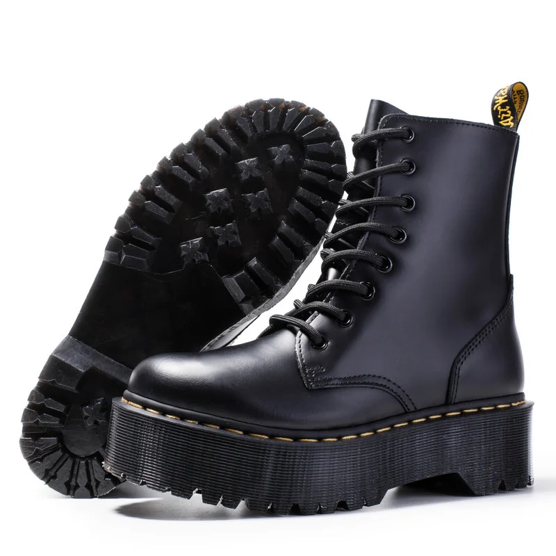 

Genuine Leather Ankle Boots For Women Platform Boots For Martin Boots Punk Motorcycle Boots Winter Shoes Women Botines Mujer