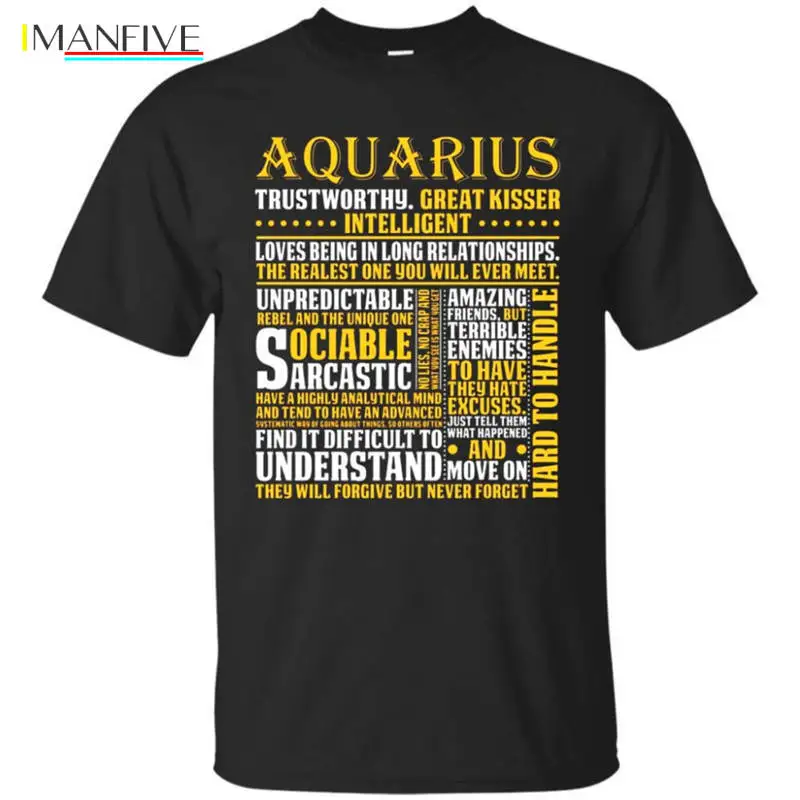 

New 2019 Summer Fashion Men'S Short Sleeve Printing Machine Crew Neck Awesome Aquarius T Shirts