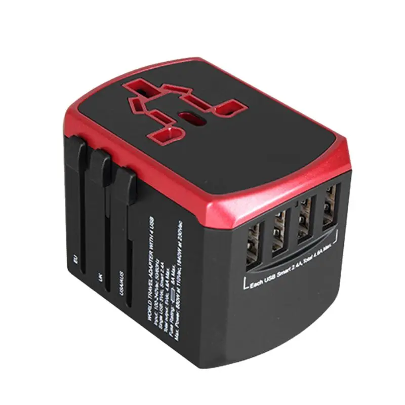 Всемирно известный адаптер для путешествий 4 USB 2.4A порт+ type-C универсальное настенное зарядное устройство E65A