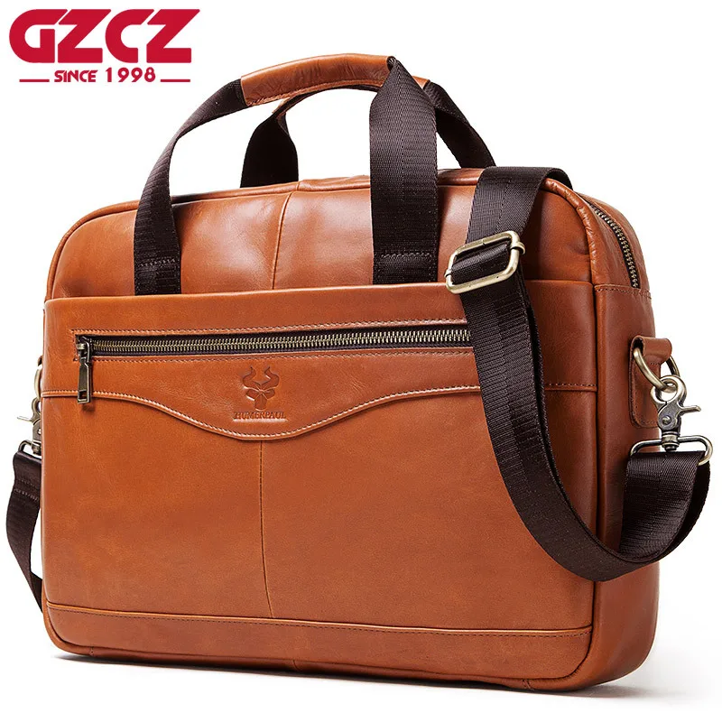 

Men Briefcases Lawyer Genuine Leather Handbag Vintage Laptop Briefcase Male Shoulder Bags multifunction Men's Bag Documents
