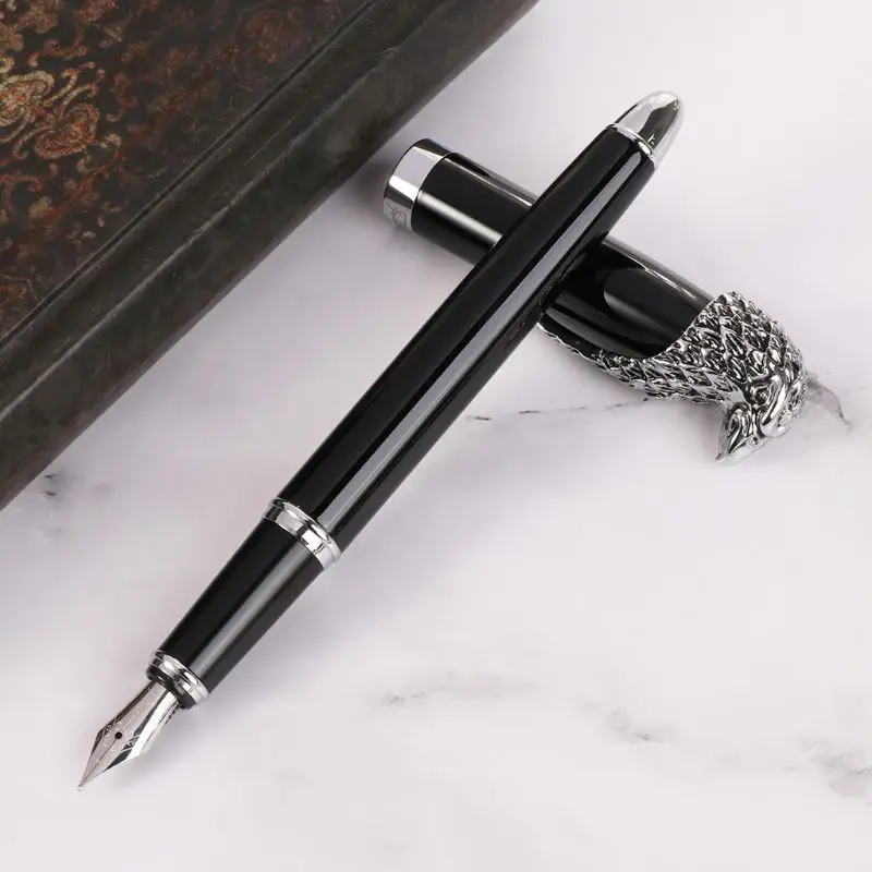 Eagle Head Owl Clip Fountain Pen Delicate Medium Nib 0.7mm Signature Pens Business Office School Supplies Collection Gift