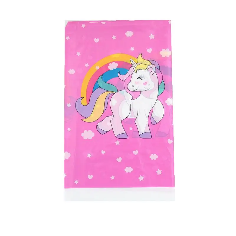 

108x180cm Cartoon Unicorn pink Plastic Table Cloth Cover Party Decoration for Kids Birthday Party Decoration Supplies