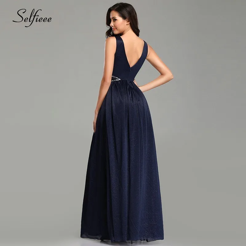 Party Dresses Women Evening Deep V-Neck A-Line Sleeveless Spaghetti Strap Sparkle Robe De Soiree Summer Sexy Party Gowns