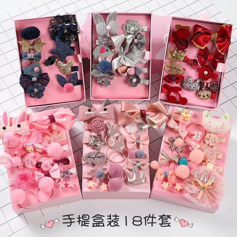 

Safe Clip for Tying Hair CHILDREN'S Hair Accessories Gift Box Princess Flower Mini Grip Cartoon Baby Girls Headband When