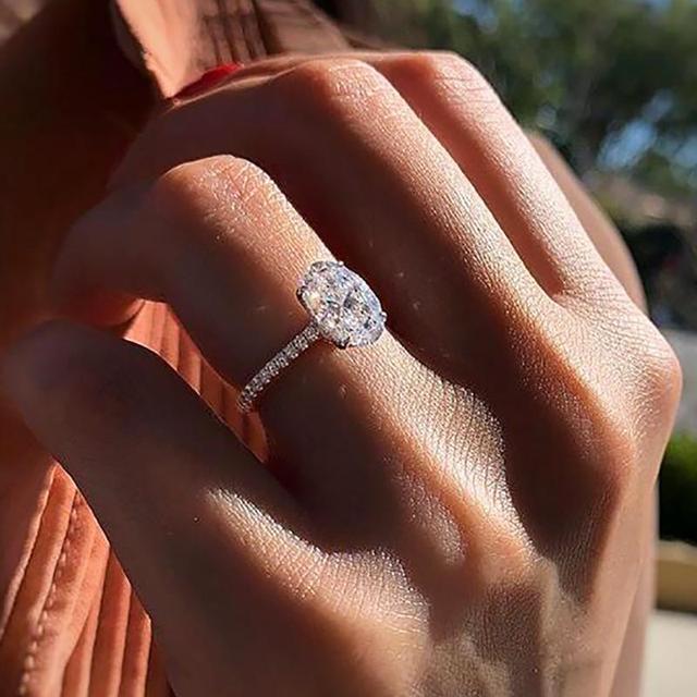 Diamond Rings For Women Zircon Charms Bridal White Gold Engagement Promise Ring Trendy Korean Marriage Jewelry Wholesale