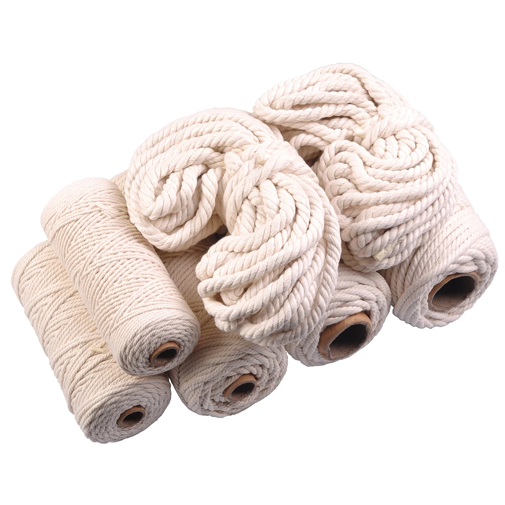 Natural Macrame Twisted Rope String Cotton Cord Thread DIY Craft Knitting Christmas Plant Hangers Wall Hangings 2/3/4/5/6/8/10mm