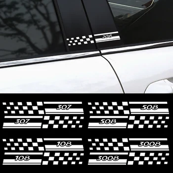 

2pcs Car door sport B Pillar Stickers Auto Side Reflective PVC Trim Sticker For Peugeot 206 207 208 306 307 308 508 106 107 108