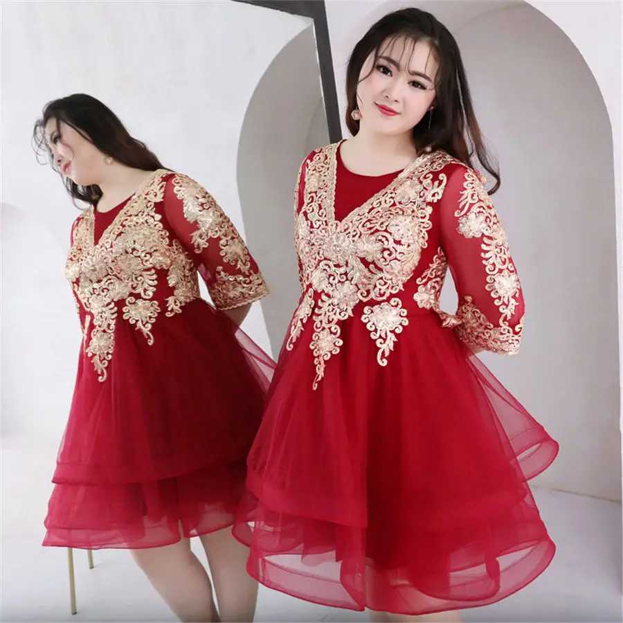 Платья для выпускного вечера Новые короткие Vestidos De Gala Платья До Колена женские вечерние платья T334 размера плюс рукав три четверти платье для выпускного вечера