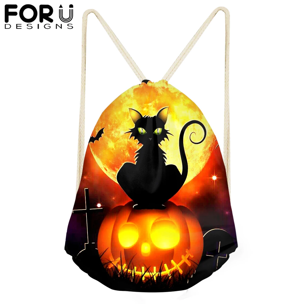 Halloween Jack-O'-Lantern Drawstring Bag for Teenagers Girls Drawstring Backpack Women Package Travel Large Capacity Package