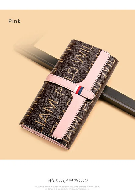 Роскошный брендовый мужской женский кошелек клатч кошелек для телефона X карман кошелек держатель для карт пэчворк длинный секционный клатч модные кошельки - Цвет: Pink