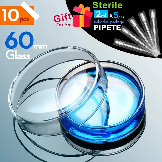 Piastre Di Petri In Vetro Borosilicato - 6 Pezzi Con Coperchio 60x18 Mm + 2 Contagocce - Laboratorio - Foto 11