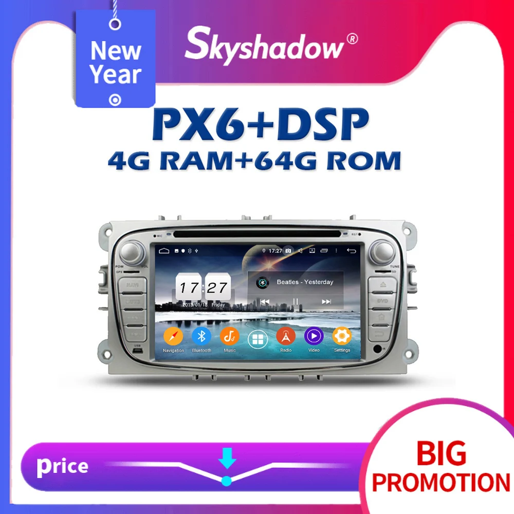 Автомобильный DVD плеер PX6 DSP IPS Android 10 0 4 Гб + 64 GPS карта радио Wi Fi Bluetooth 5 для Ford Mondeo Tourneo