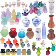 

1/2/5/6pcs/lot Cute Vintage Porcelain Flowerpot Vase Jar 1:12 Scale Handcrafted Doll House Miniature Dollhouse Accessories