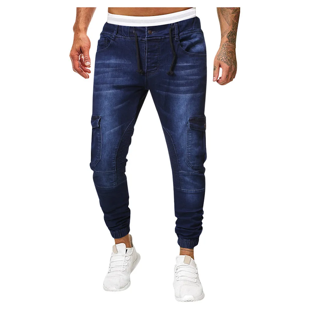 Fashion Men's Casual Personality Slim Fit Denim Jeans Pants Plus Size streetwear pantalones hombre joggers sweatpants hip hop