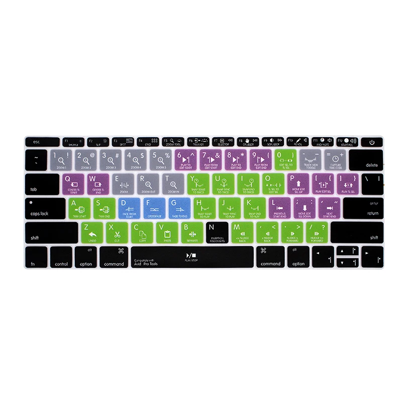 Силиконовый чехол для клавиатуры HRH Ableton Macbook Retina 12 A1534 Pro CC Final Cut X Avid Tools US|Чехлы