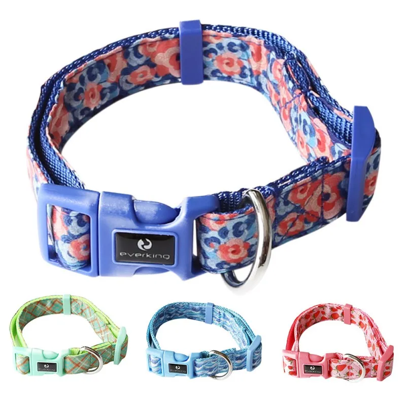 Pet полиэстер регулируемый цветной печатный ошейник с поводком кольцо для собак кошек БЫСТРОРАЗЪЕМНАЯ пряжка