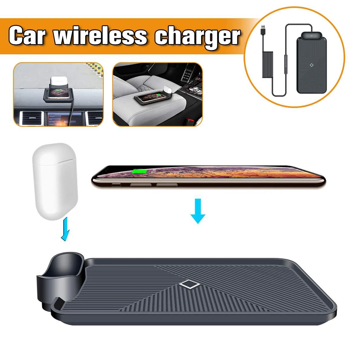 ademen Langskomen knuffel Auto Qi Draadloze Oplader Antislip Mat 10W Telefoon Snel Opladen Houder  Dock Station Pad Voor Iphone Voor airpods 1/2/Pro Voor Samsung|Auto  Opladers| - AliExpress