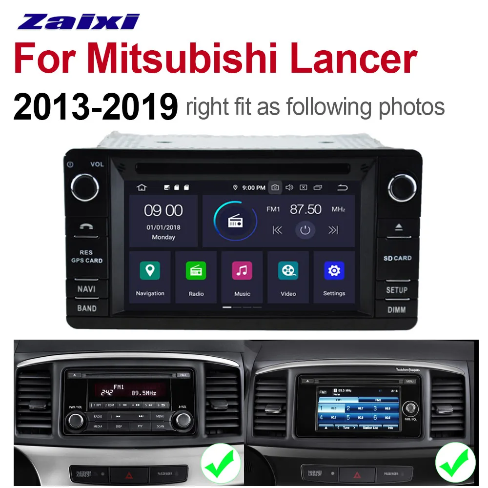 Discount ZaiXi 7 Android Car Multimedia player 2 Din WIFI GPS Navigation Autoradio For Mitsubishi Lancer 2013~2019 touch screen Bluetooth 5