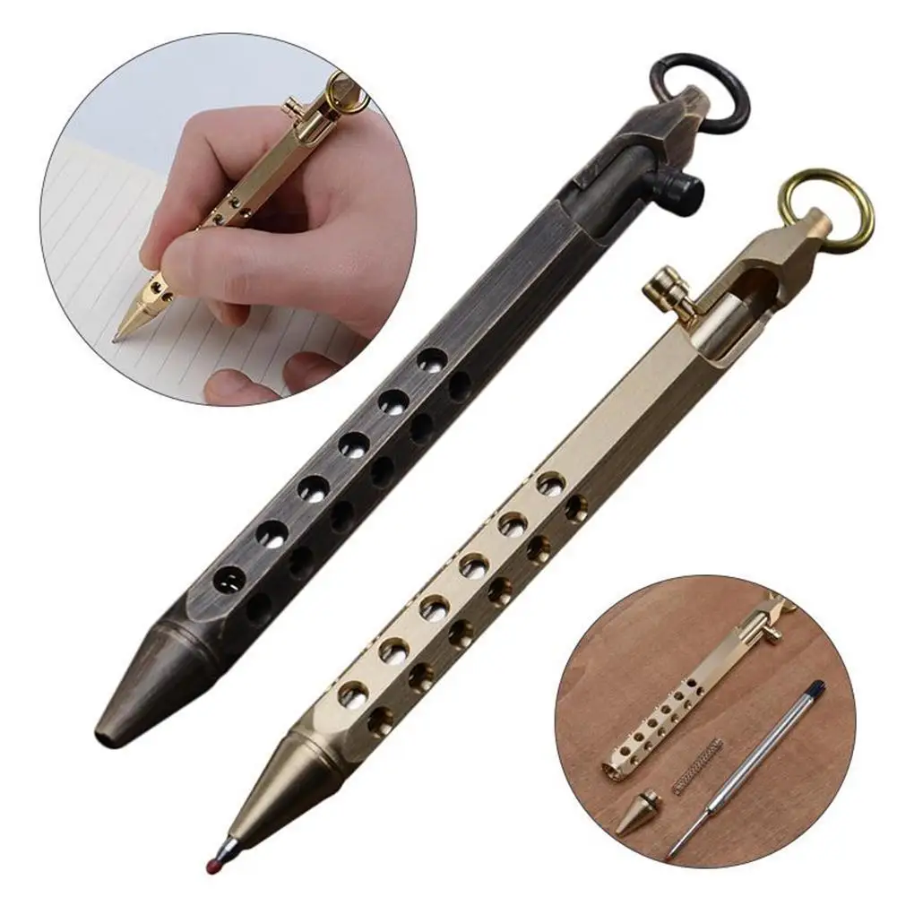 

Brass Pen Manual Machine Gun Retro Hexagonal Brass Signature Pen Pen Gift High-end Pen Office Stationery C6N2